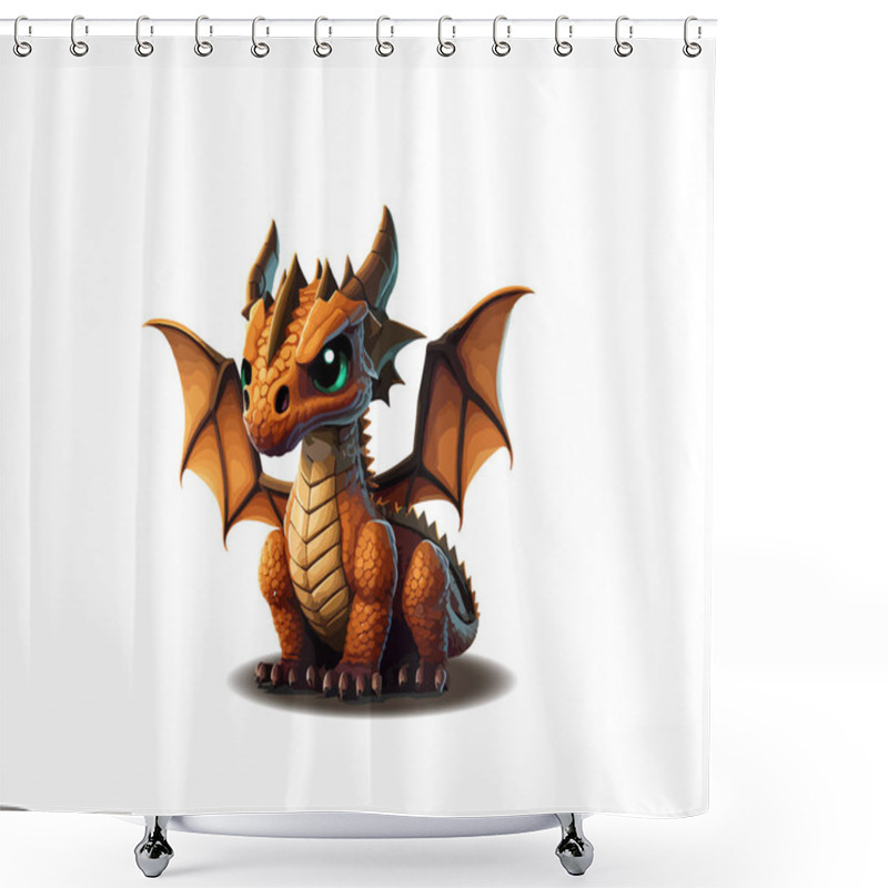 Personality  Cartoon Image Of An Orange Dragon On A White Background. Vector Illustration Shower Curtains