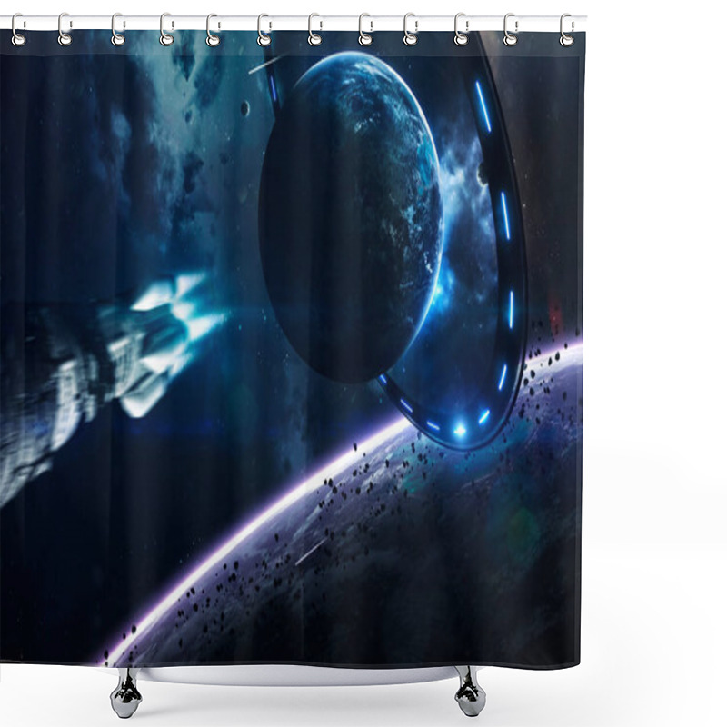 Personality  Star Gate, Science Fiction Image, Dark Deep Space With Giant Planets, Hot Stars, Starfields. Incredibly Beautiful Cosmic Landscape . Elements Of This Image Furnished By NASA Shower Curtains