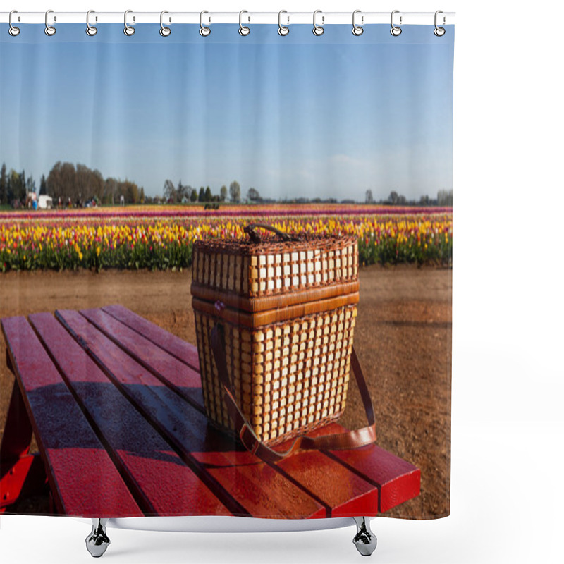 Personality  Picnic At The Tulip Farm Shower Curtains