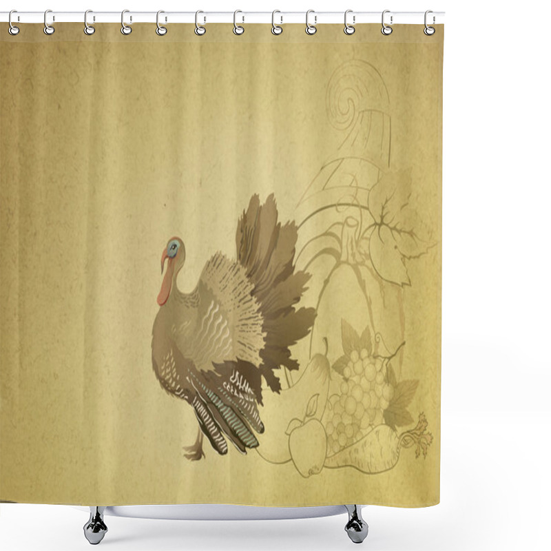 Personality  Thanksgiving Card With Turkey Shower Curtains