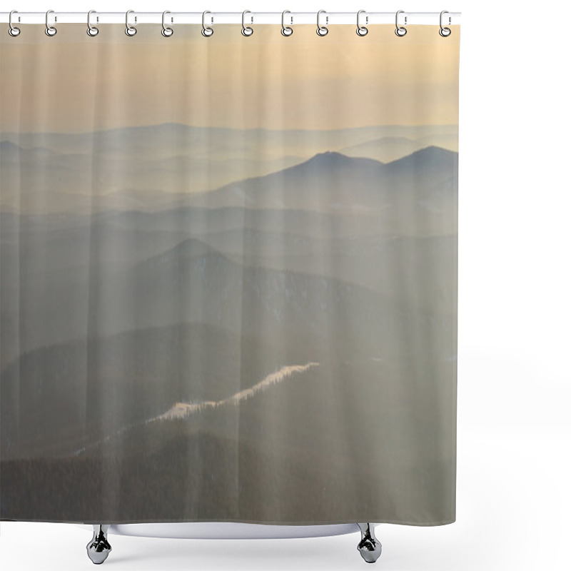 Personality  Twilight Mist In Hill Valley Background Shower Curtains