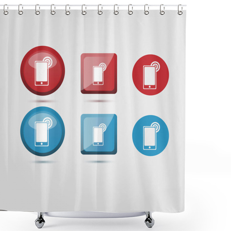 Personality  Vector Set Of Mobile Phone Icons. Shower Curtains