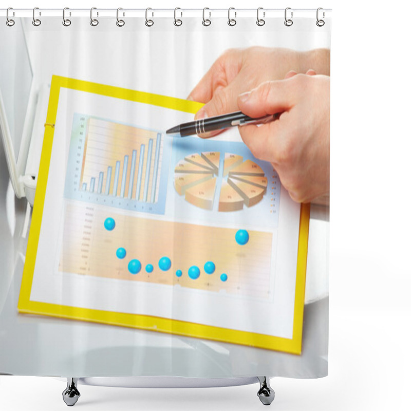 Personality  Business Graphs And Male Hands Shower Curtains