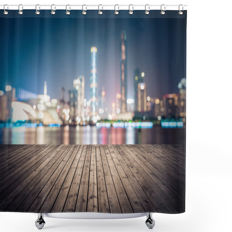 Personality  Dreamlike City Background Of Guangzhou Skyline Cityscape Shower Curtains