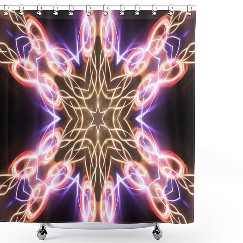 Personality  Esoteruc Magic Neon Glowing Geometric Mandala Fantasy Fractal. Flower Of Life. Shower Curtains