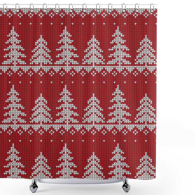 Personality  Knitted Christmas And New Year Pattern, Norwegian Background Shower Curtains