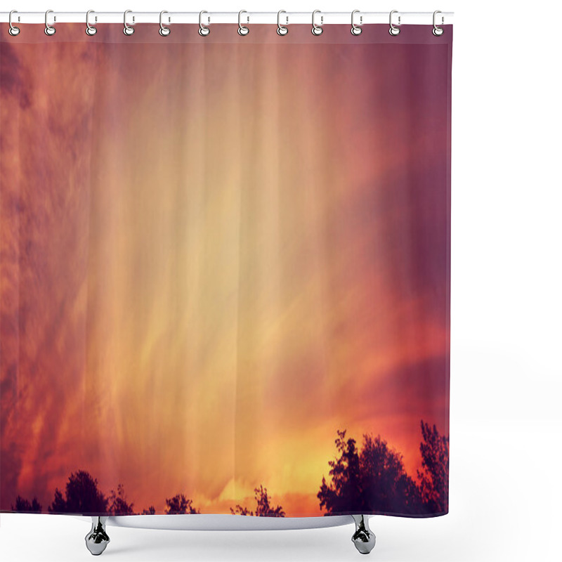 Personality  Sunset Over Treetop Shower Curtains