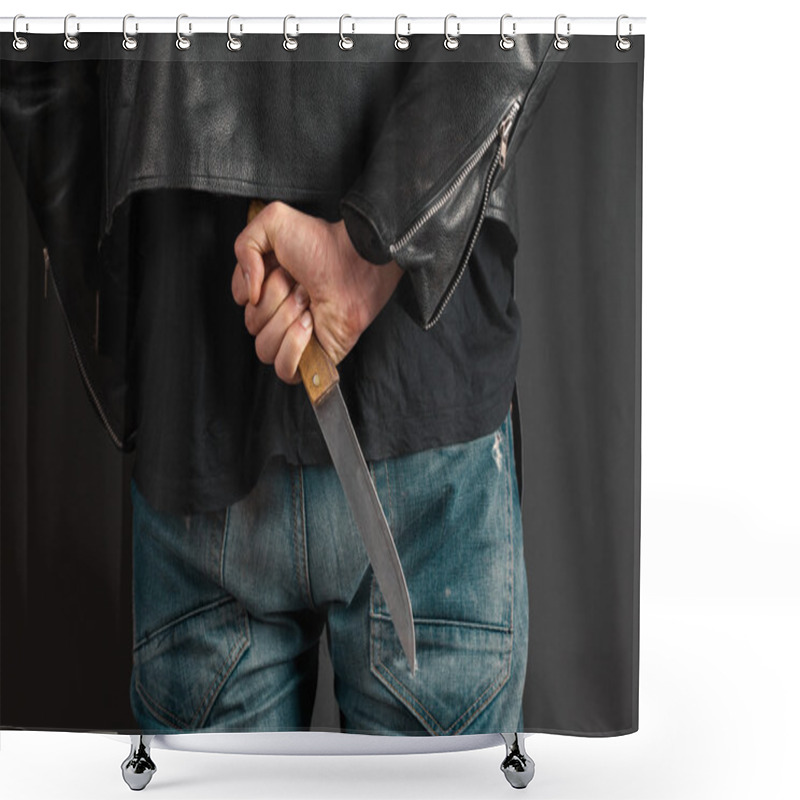 Personality  Man Hands With Knife Shower Curtains