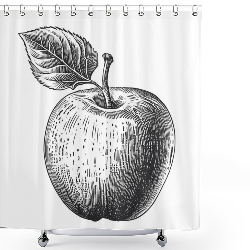 Personality  Apple Fruit Sketch Hand Drawn Engraving Style Vector Illustration Shower Curtains