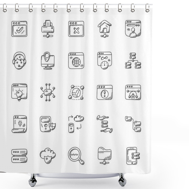 Personality  Bundle Of Web Hosting Doodle Icons  Shower Curtains