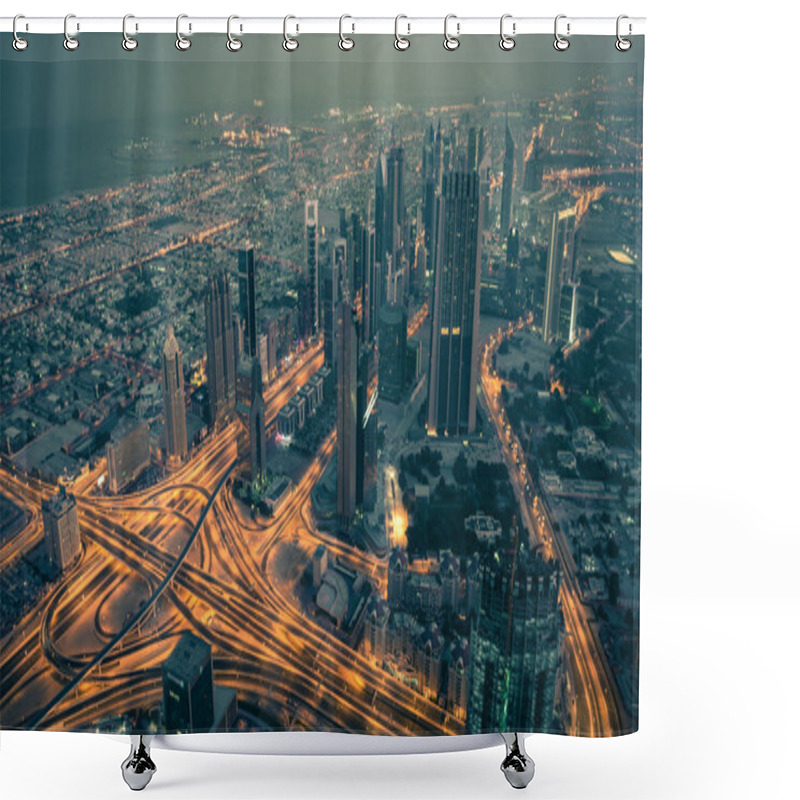 Personality  Dubai Downtown Night Scene With City Lights Shower Curtains