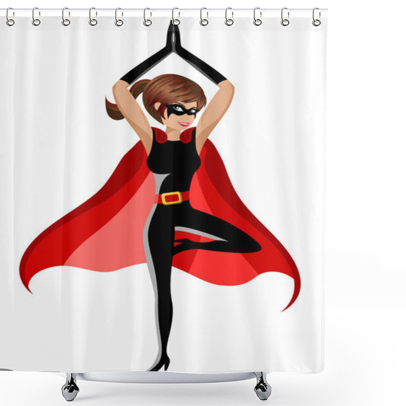 Personality  Superhero Woman Yoga Pose Isolated Shower Curtains