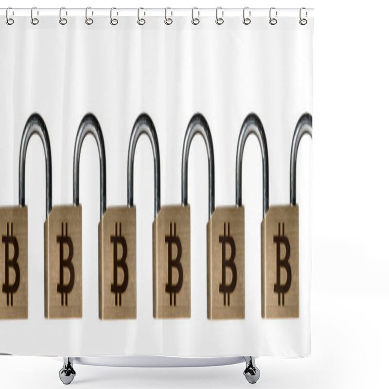 Personality  Chain Of Brass Padlocks To Illustrate Blockchain Shower Curtains