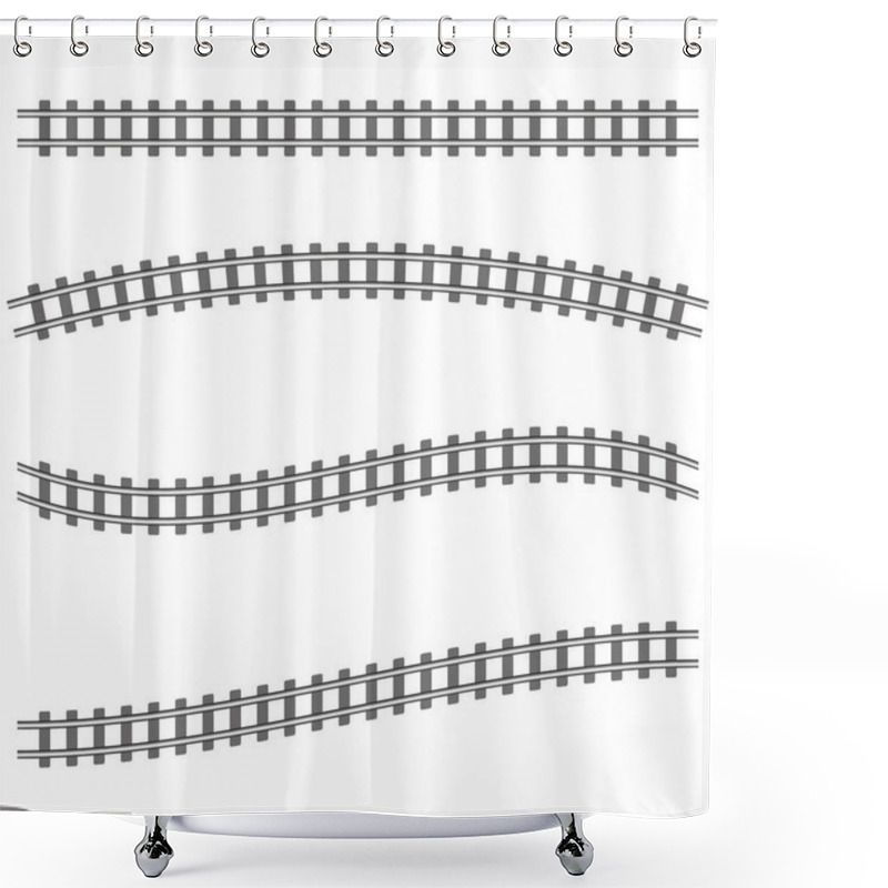 Personality  Abstract Railway Elements. Top View. Vector Illustration. EPS 10. Shower Curtains