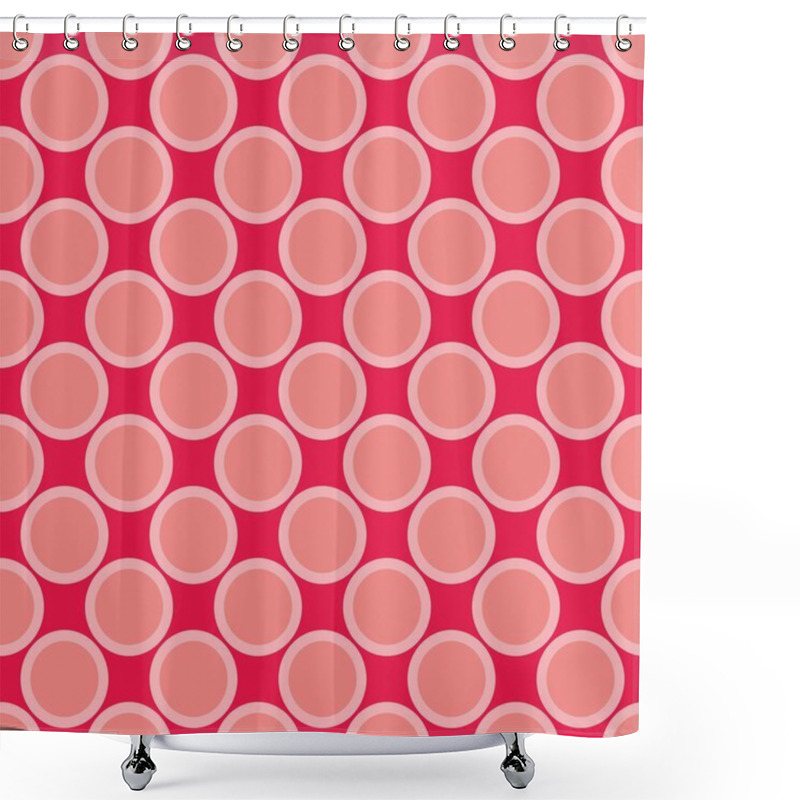 Personality  Seamless Vector Pattern With Big Pink Polka Dots On A Sweet Pastel Red Background. Shower Curtains