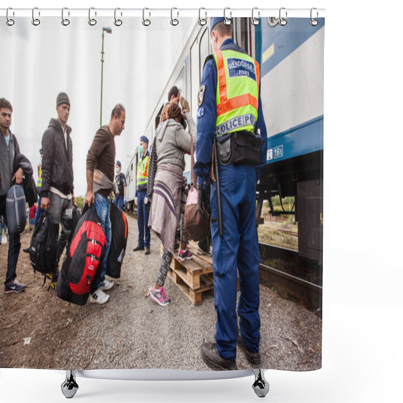 Personality  War Refugees At The Gyekenyes Zakany Railway Station Shower Curtains