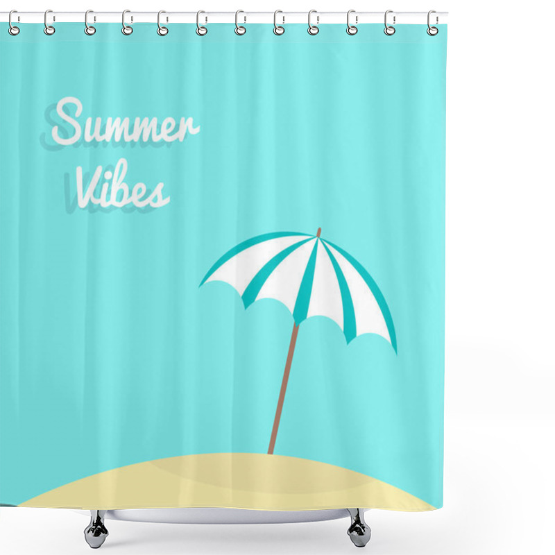 Personality  Sun Umbrella On Sandy Beach Shower Curtains