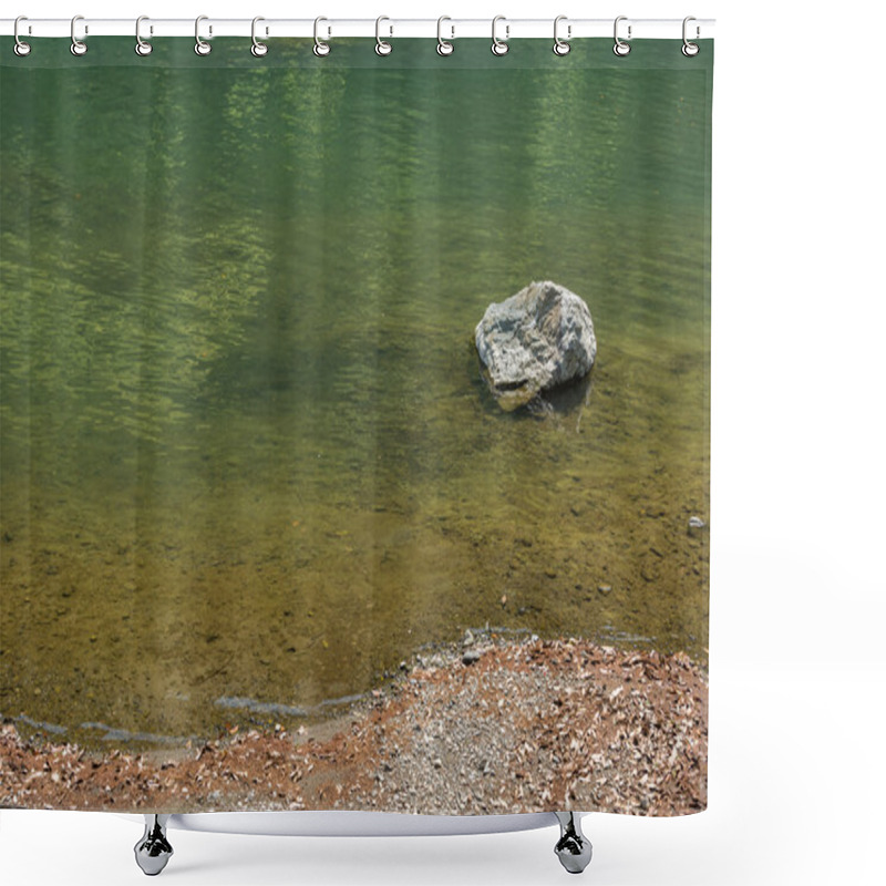 Personality  One Stone In A River In Nobody Outdoors Shower Curtains