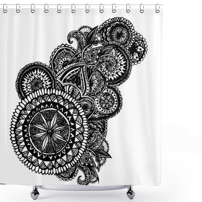 Personality  Black And White Ornate Hand Drawn Shower Curtains