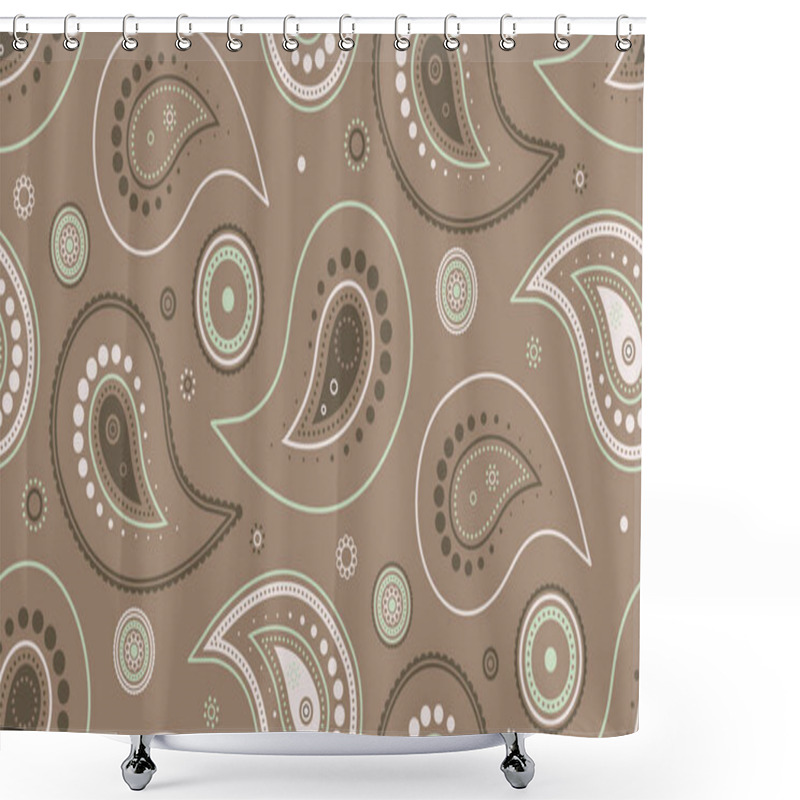 Personality  Elegant Paisley Pattern In Muted Browns And Greens.  Perfect For Textile Design, Wallpaper, Or Website Backgrounds.  Subtle And Sophisticated, This Design Adds A Touch Of Understated Luxury. Shower Curtains