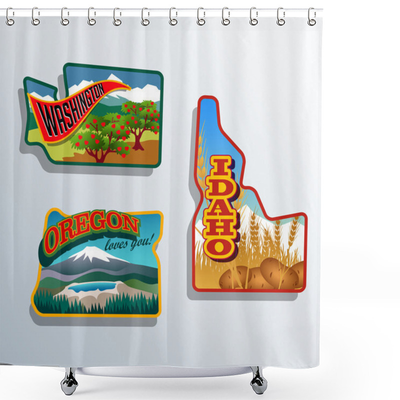 Personality  Northwest United States Idaho, Oregon, Washington Retro Sticker Patch Designs Shower Curtains