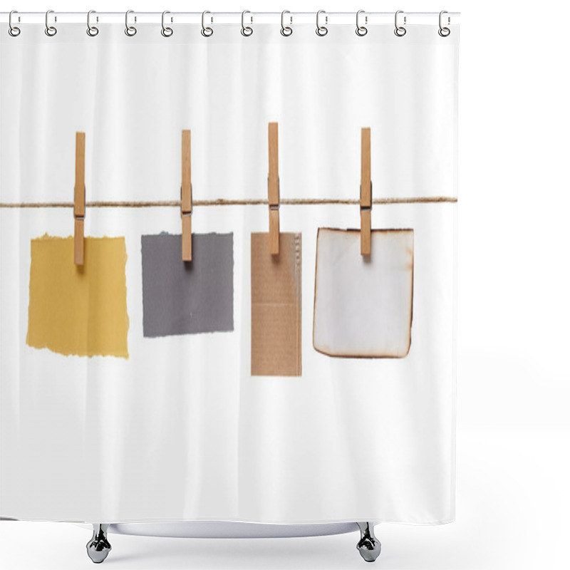 Personality  Clothes Peg And Note Paper On Clothes Line Rope Shower Curtains