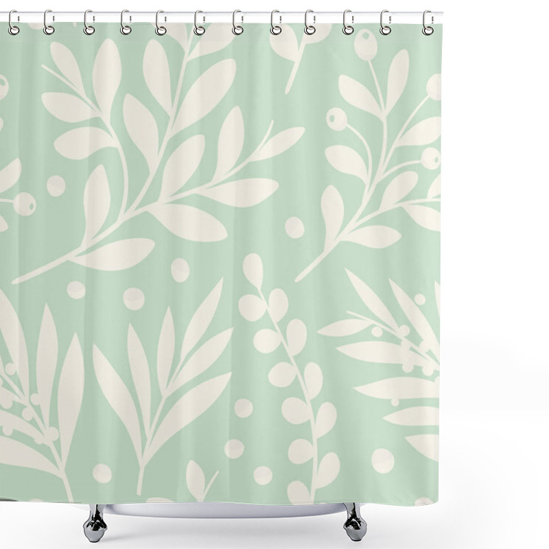 Personality  Floral Vector Seamless Pattern. Delicate Botanical Wallpaper. Repeatable Background With Leaves And Flowers Shower Curtains