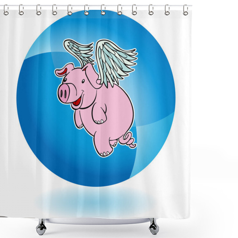 Personality  Flying Pig Web Icon Shower Curtains