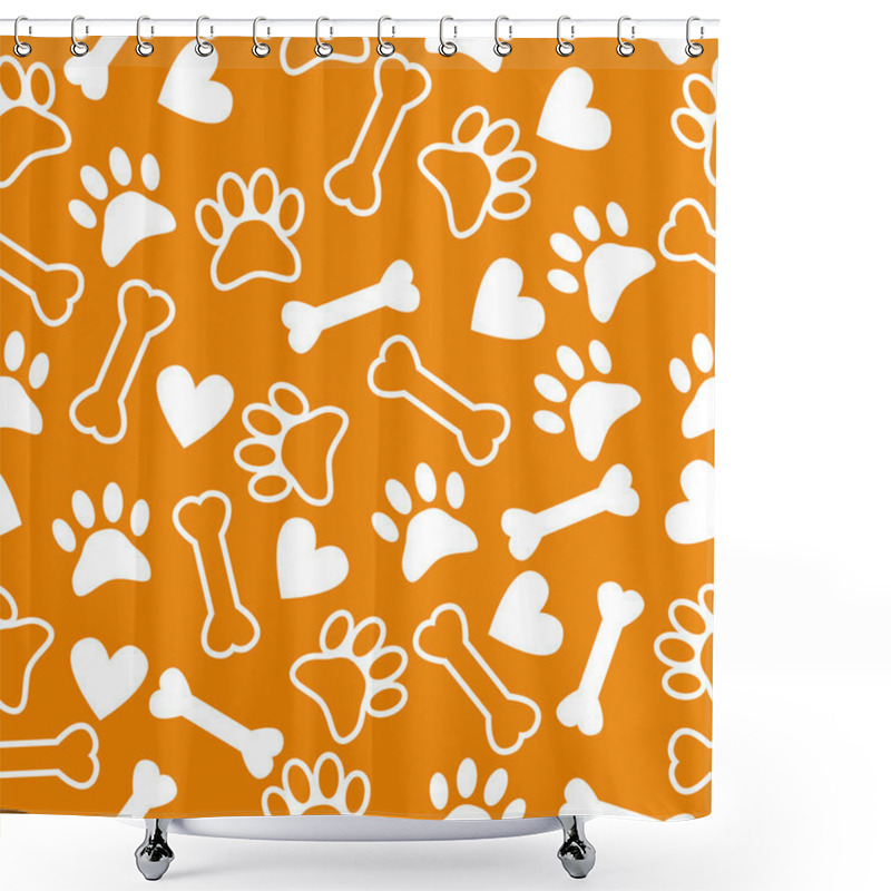 Personality  Seamless Pattern With Dog Paw Print, Bone And Hearts Shower Curtains