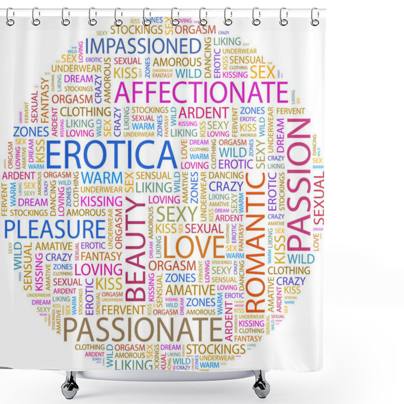 Personality  EROTICA. Word Collage Shower Curtains