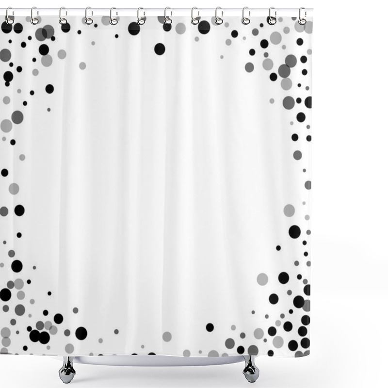 Personality  Random Black Dots Corner Frame With Random Black Dots On White Background Vector Illustration Shower Curtains