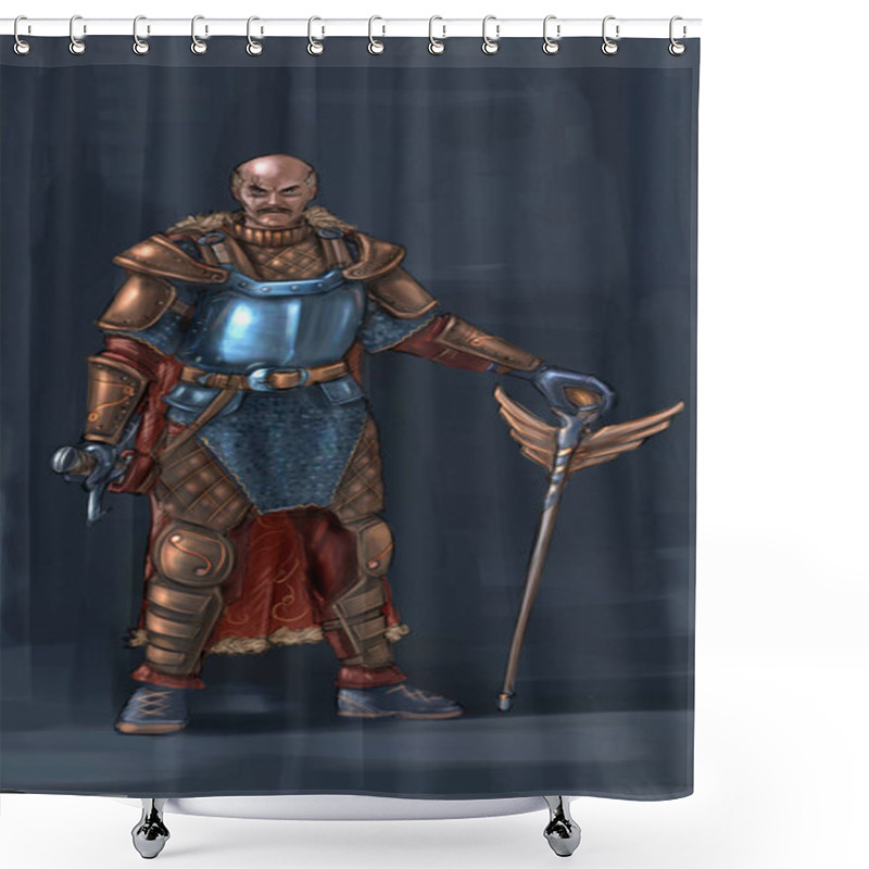 Personality  Concept Art Fantasy Illustration Of Warrior Knight In Armor With Sword Shower Curtains