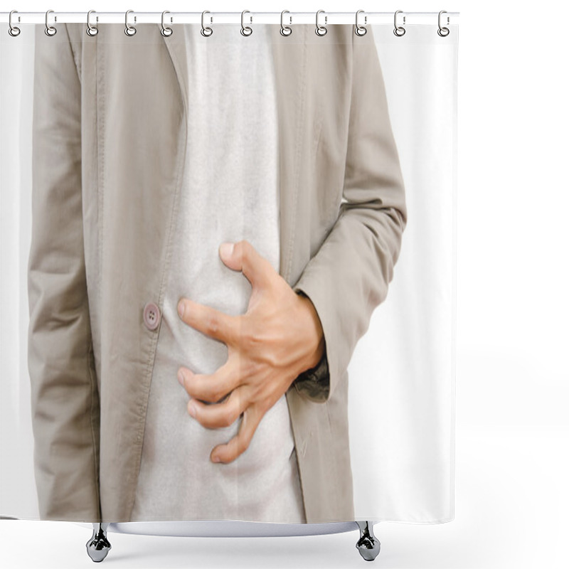 Personality  Businessman Suffering From Abdominal Pain. Shower Curtains