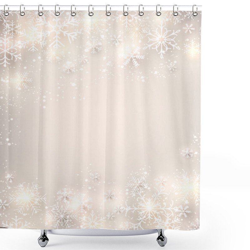 Personality  Christmas Background With Glowing Snowflakes. Shower Curtains