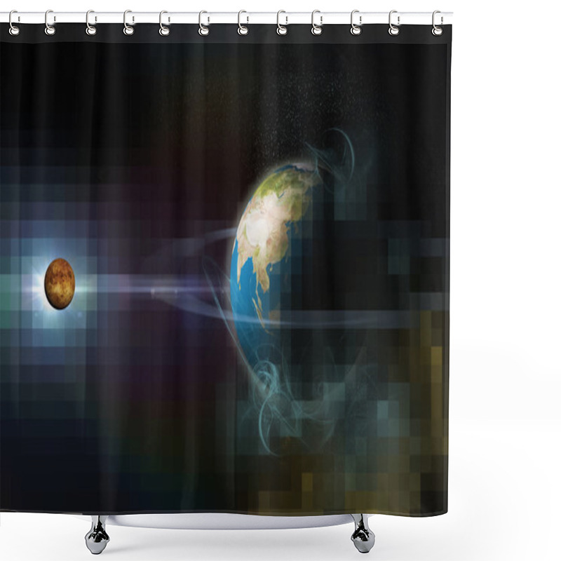 Personality  Planet With Rings Shower Curtains