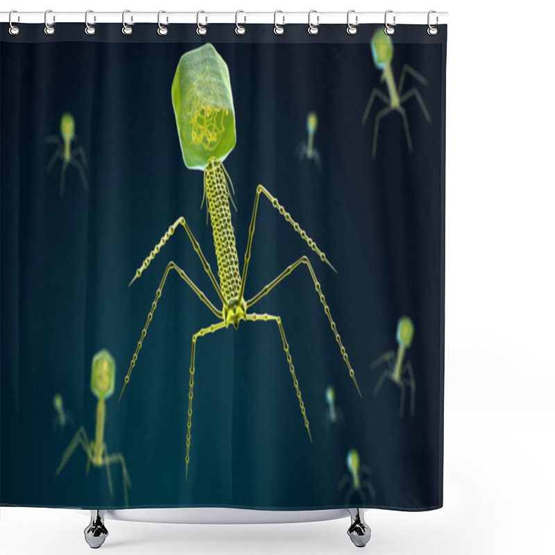 Personality  Stylized Visualization Of A Bacteriophage Shower Curtains