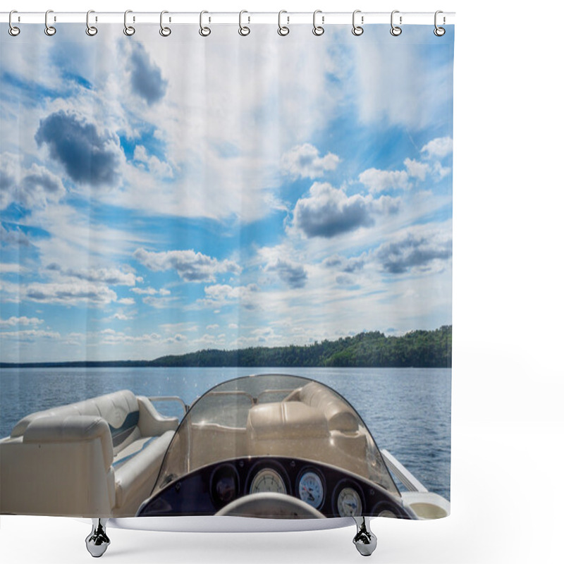 Personality  View Of The Lake From The Boat Shower Curtains