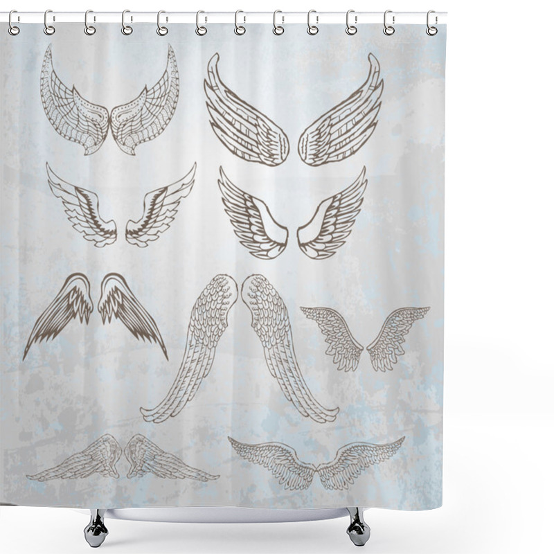 Personality  Wings Set. Hand Drawn Illustration. Shower Curtains