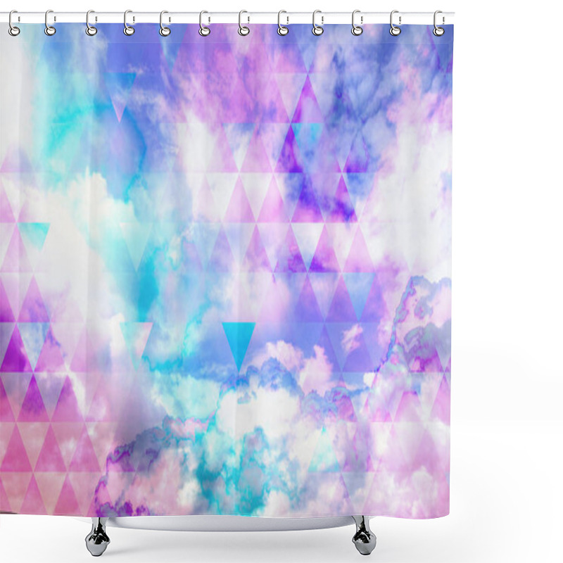 Personality  Abstract, Geometric Background With Triangles And Clouds Shower Curtains