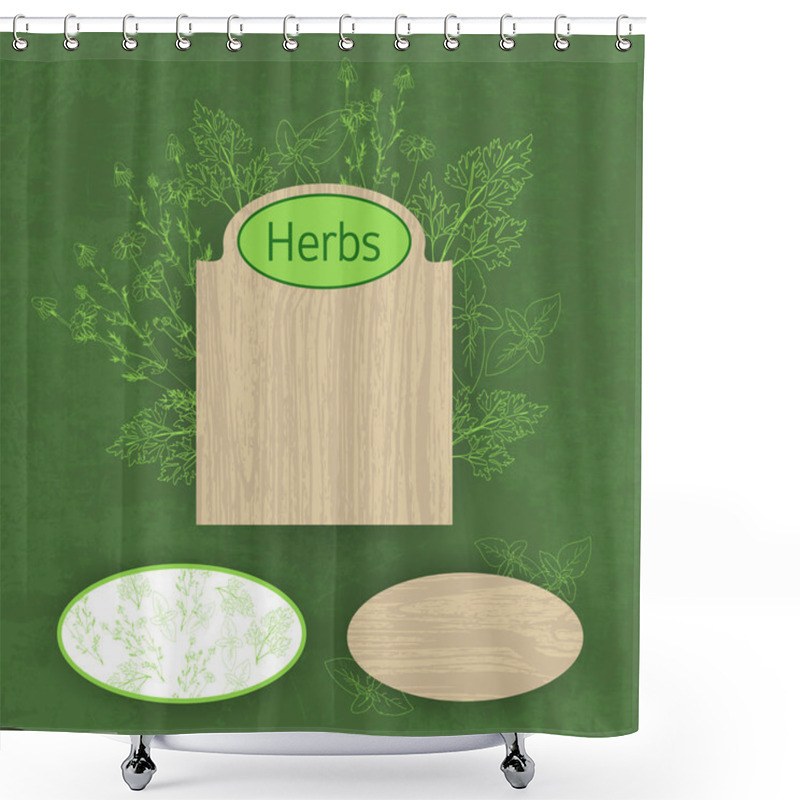 Personality  Green Herbal Background, Vector Illustration  Shower Curtains