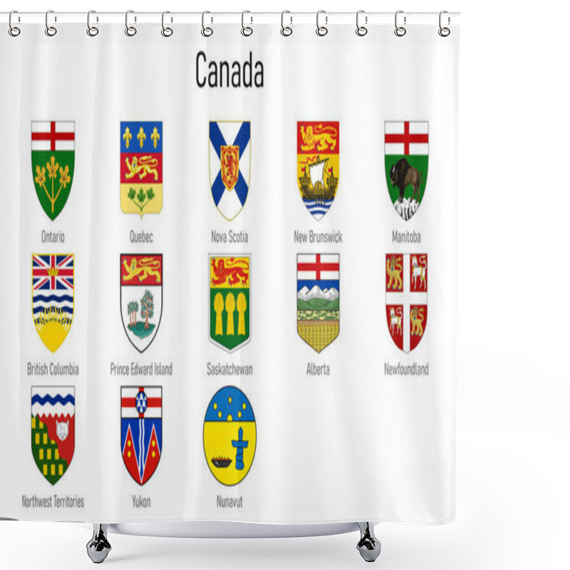 Personality  Coat Of Arms Of The Provinces Of Canada, All Canadian Regions Emblem Collection Shower Curtains