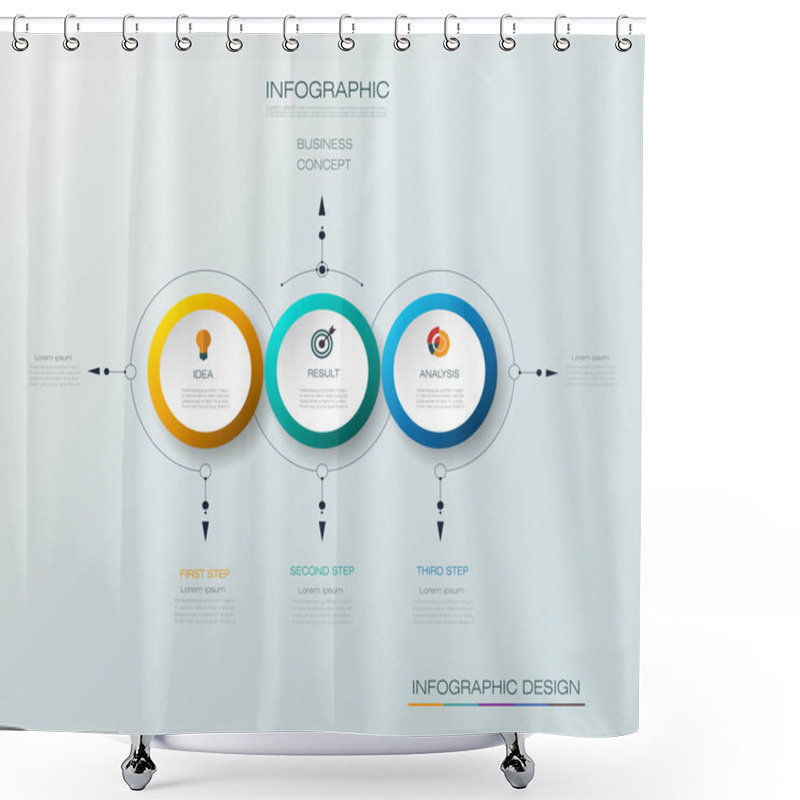 Personality  Vector Infographic 3D Circle Label Design With Arrows Sign And 3 Options Or Steps. Shower Curtains