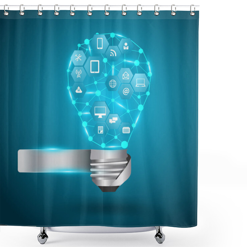 Personality  Vector Light Bulb With Technology Business Network Process Shower Curtains