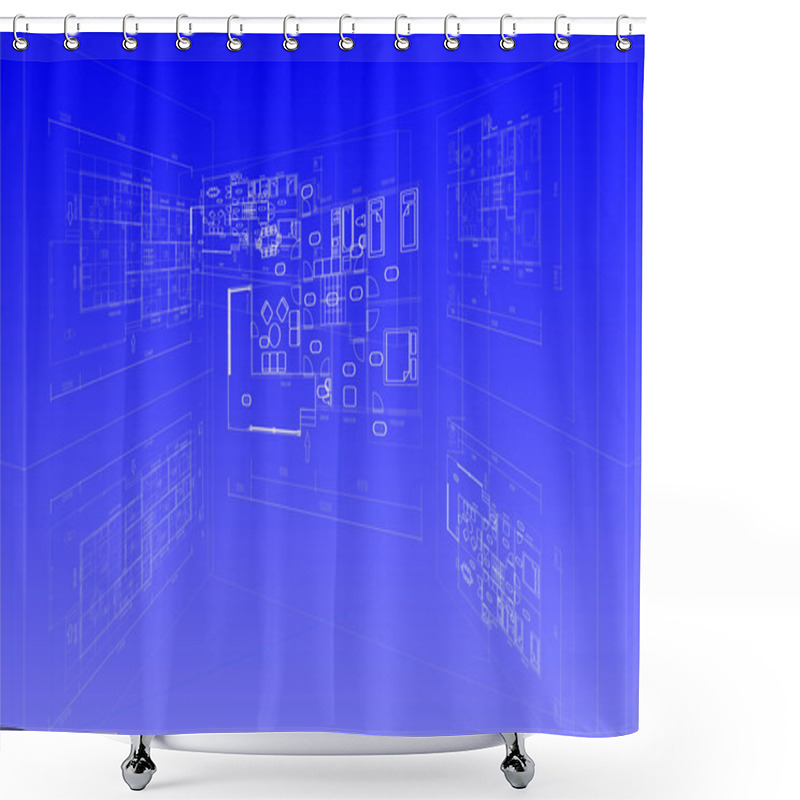 Personality  Plan Blueprint Shower Curtains