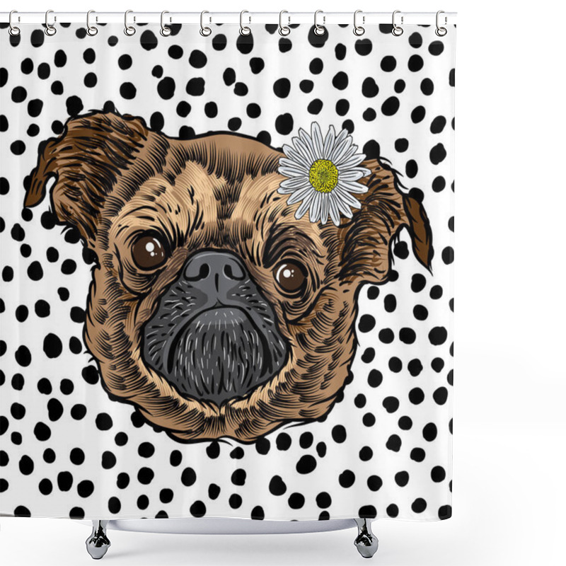 Personality  Pug Dog Drawing Shower Curtains