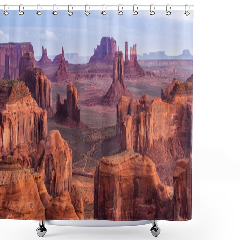 Personality  Sunrise In Hunts Mesa Near Monument Valley, Arizona, USA Shower Curtains