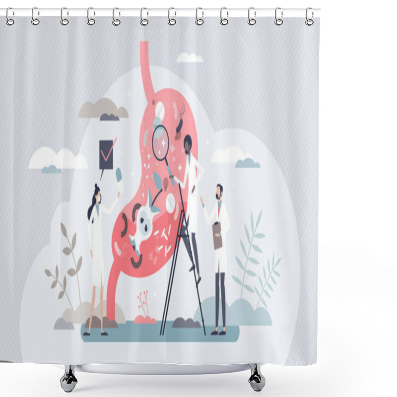 Personality  Gastroenterology As Digestive System Disorder Diagnosis Tiny Person Concept Shower Curtains