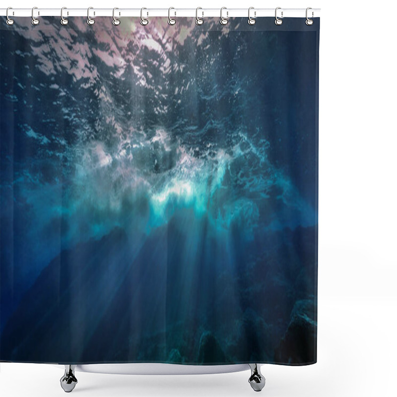 Personality  Beautiful And Amazing Underwater Photo Of Waves In Rays Of Light. From A Scuba Dive In Canary Islands In The Atlantic Ocean. Shower Curtains