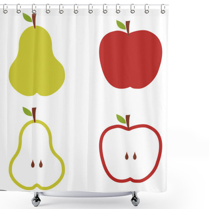 Personality  Apple And Pears Pattern Silhouettes Over White Background. Shower Curtains