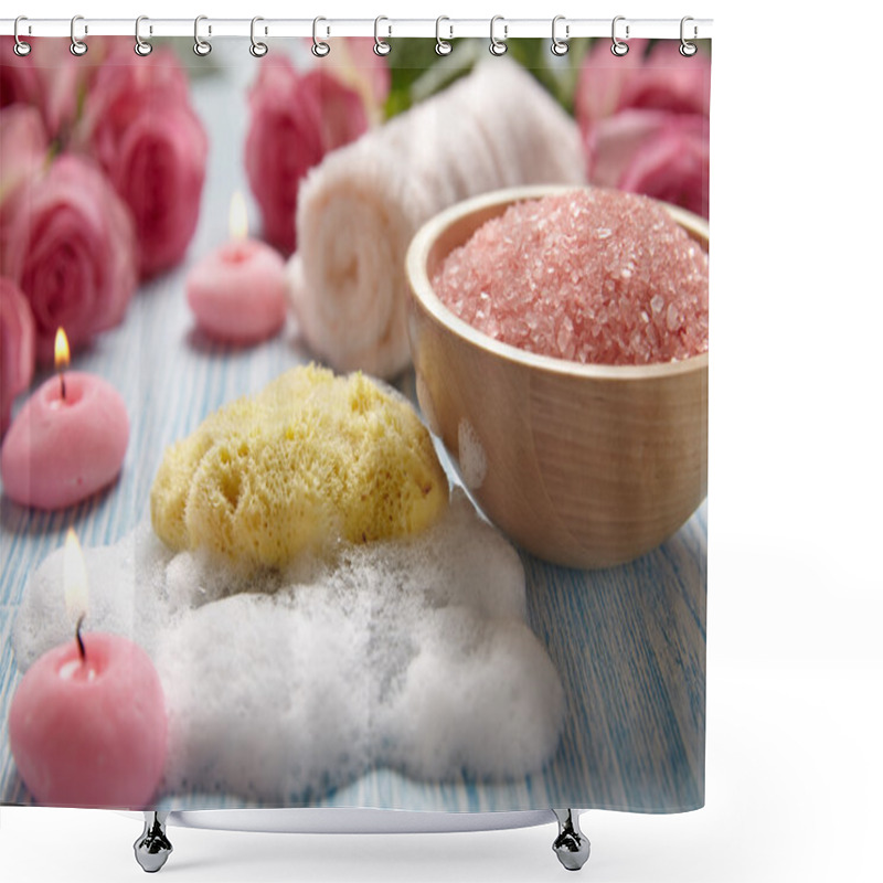 Personality  Close-up Of Candles And Flowers Shower Curtains